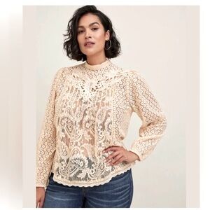 Torrid Mixed Lace High Neck Blouse